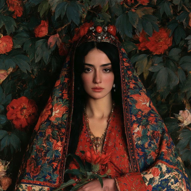 Qajar art style, Midjourney V8.2, render 3 of 4