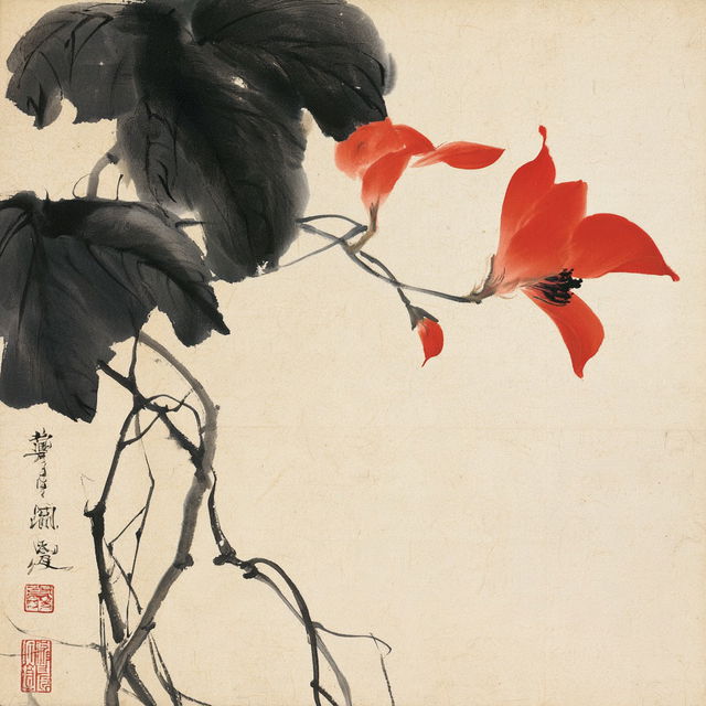 Qi Baishi style, Midjourney V8.2, render 3 of 4