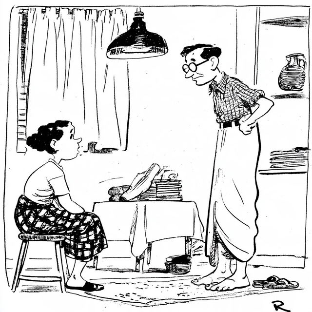 R. K. Laxman style, Midjourney V8.2, render 1 of 4