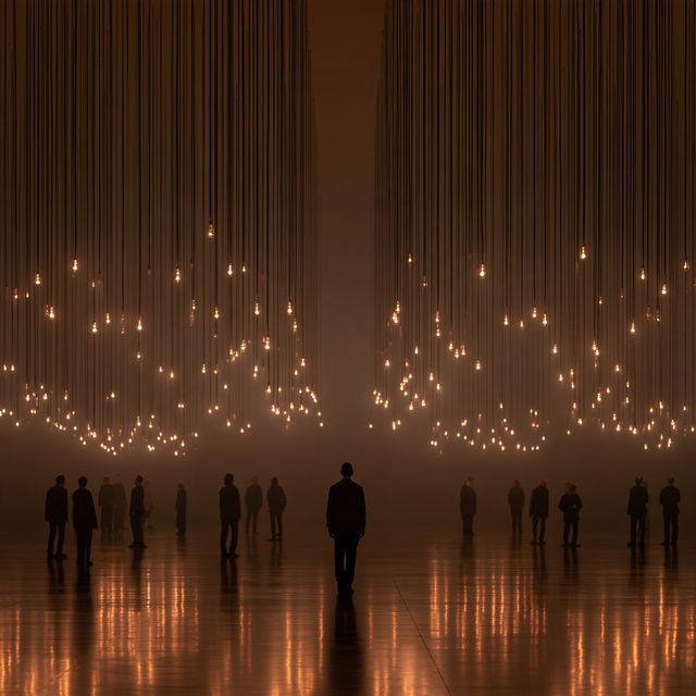 Rafael Lozano-Hemmer style, Midjourney V8.2, render 1 of 4