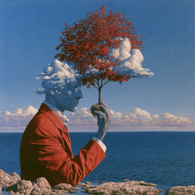 Rafal Olbinski style, Midjourney V8.2, render 4 of 4