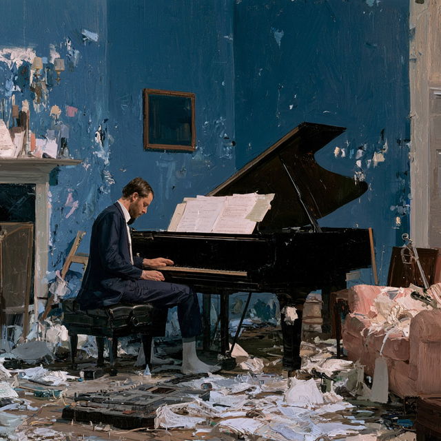 Ragnar Kjartansson style, Midjourney V8.2, render 2 of 4