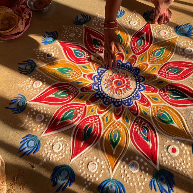 Rangoli style, Midjourney V8.2, render 2 of 4
