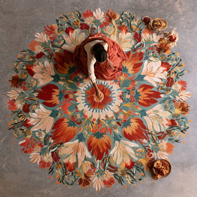 Rangoli style, Midjourney V8.2, render 3 of 4