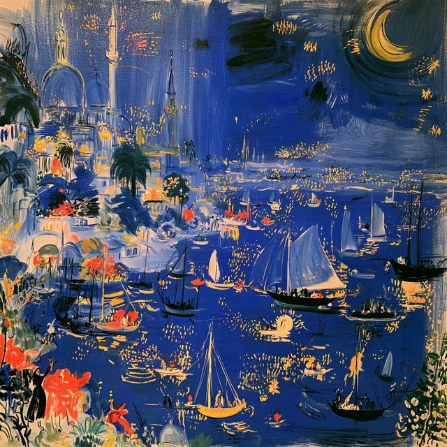 Raoul Dufy style, Midjourney V8.2, render 1 of 4
