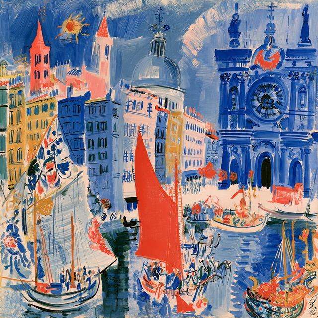 Raoul Dufy style, Midjourney V8.2, render 4 of 4