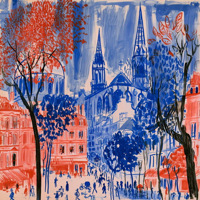 Raoul Dufy style, Midjourney V8.2, render 3 of 4