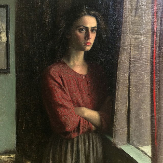 Raphael Soyer style, Midjourney V8.2, render 2 of 4
