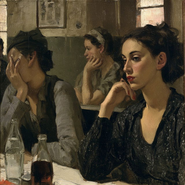 Raphael Soyer style, Midjourney V8.2, render 3 of 4