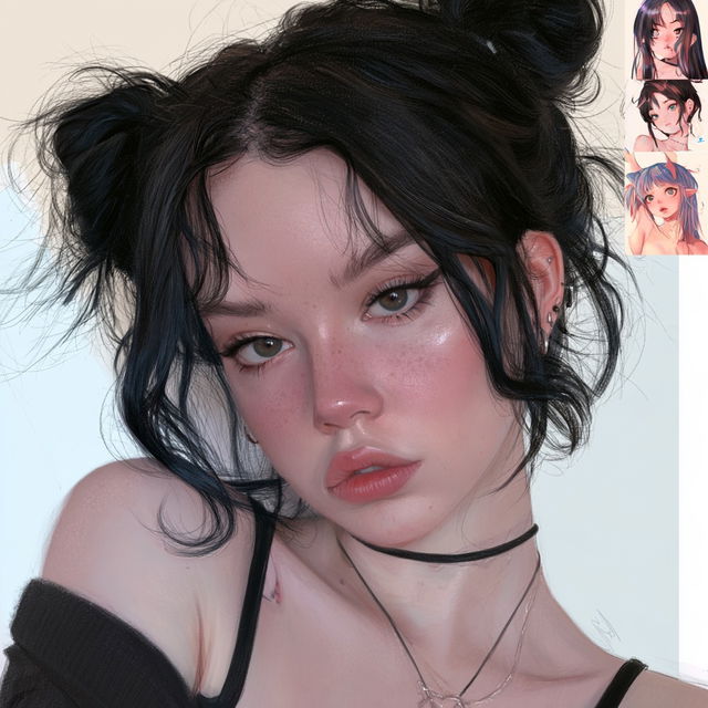Realistic anime style style, Midjourney V8.2, render 1 of 4