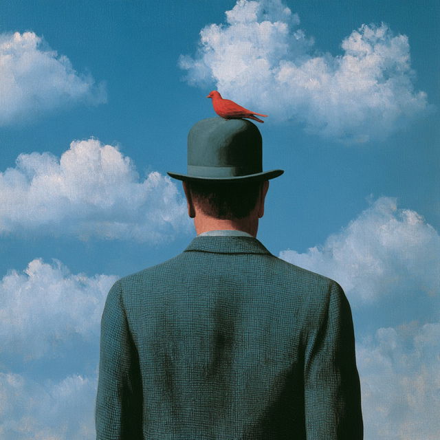Rene Magritte style, Midjourney V8.2, render 4 of 4