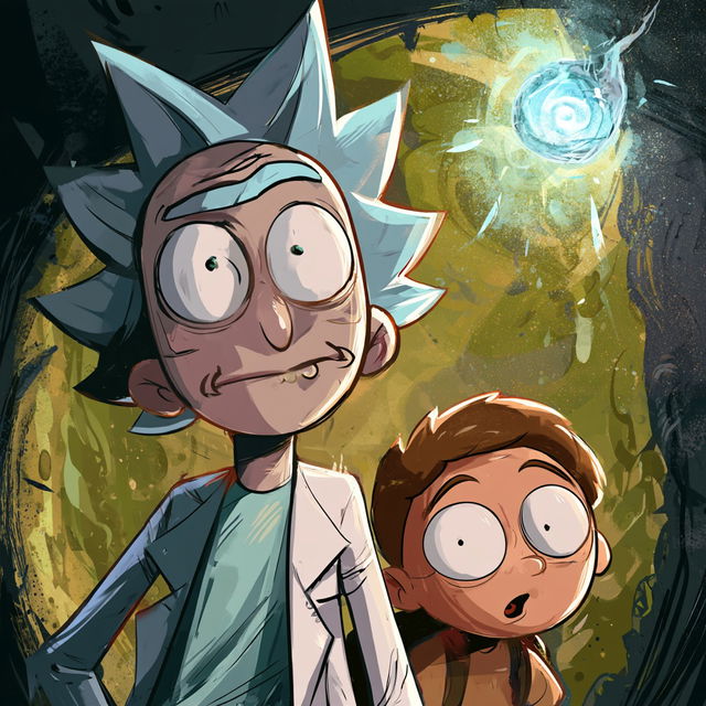 Rick and Morty style, Midjourney V8.2, render 4 of 4