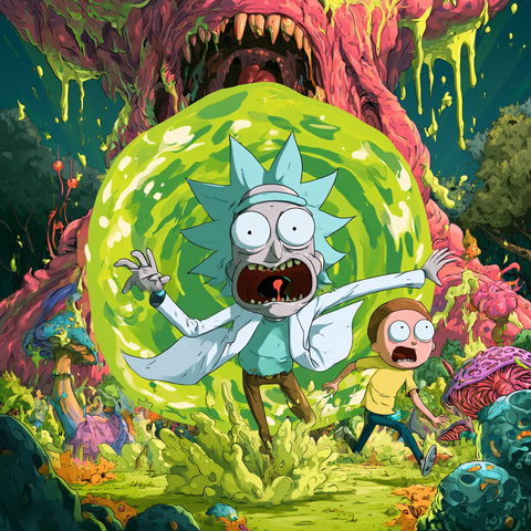 Rick and Morty style (Titles), Midjourney V8.2