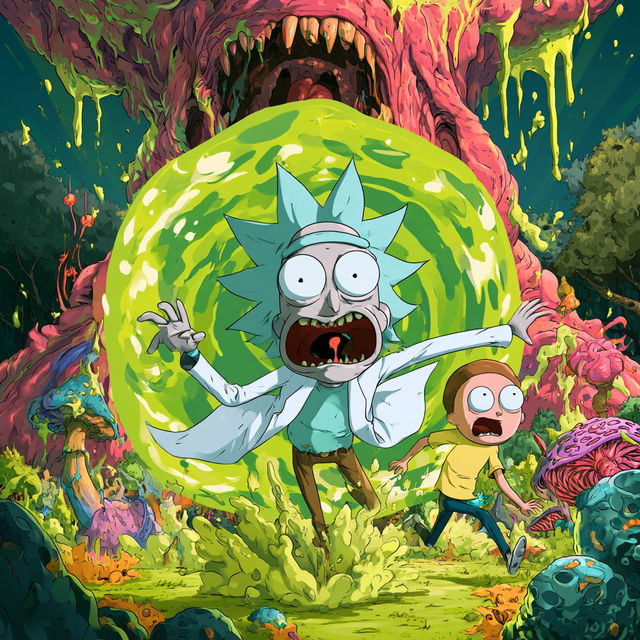 Rick and Morty style, Midjourney V8.2, render 3 of 4