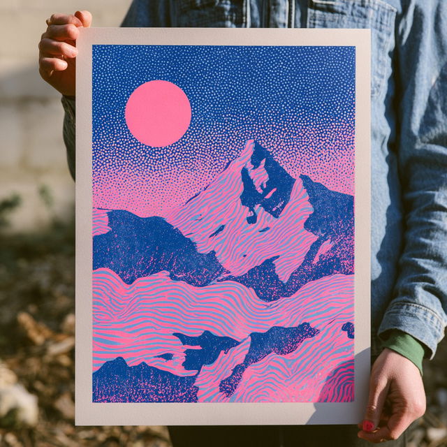 Risograph style, Midjourney V8.2, render 4 of 4