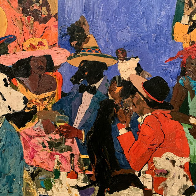 Robert Colescott style, Midjourney V8.2, render 2 of 4