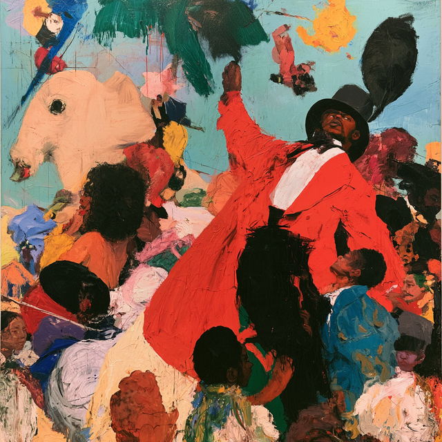 Robert Colescott style, Midjourney V8.2, render 3 of 4