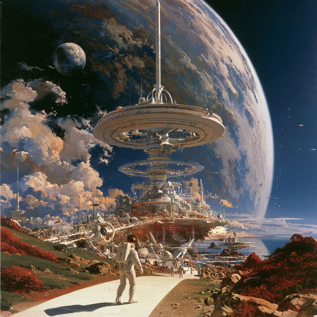 Robert McCall style, Midjourney V8.2, render 1 of 4