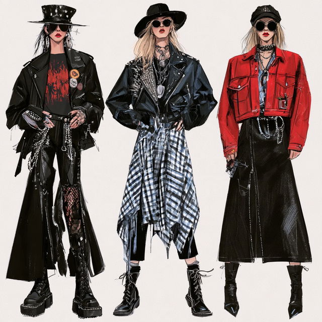Rocker fashion style, Midjourney V8.2, render 3 of 4