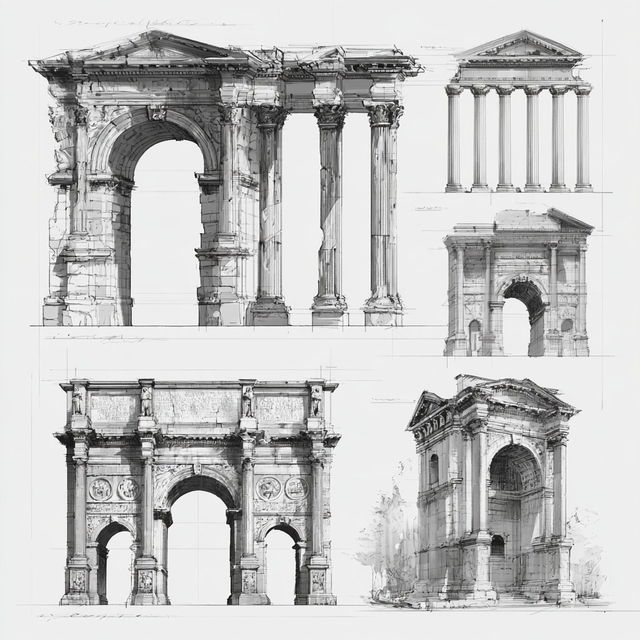 Roman architecture style, Midjourney V8.2, render 2 of 4