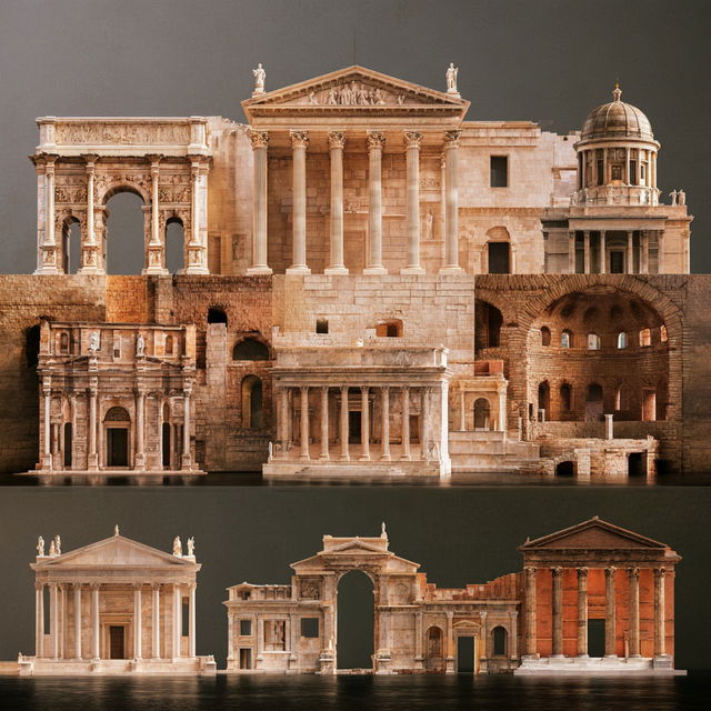 Roman architecture style, Midjourney V8.2, render 1 of 4
