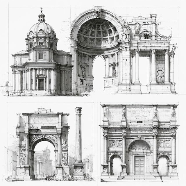 Roman architecture style, Midjourney V8.2, render 3 of 4