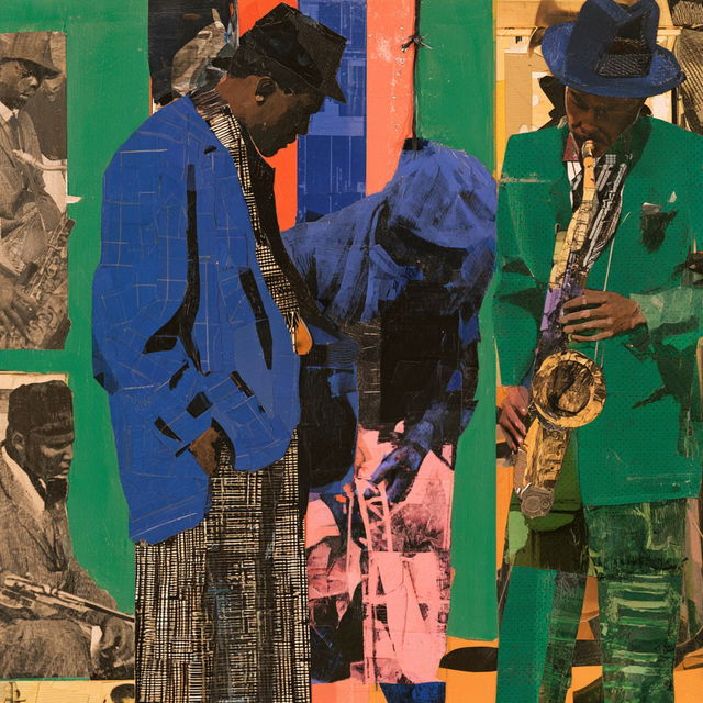 Romare Bearden style, Midjourney V8.2, render 3 of 4