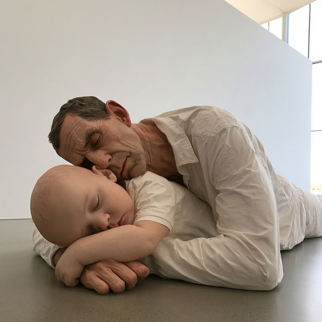 Ron Mueck style, Midjourney V8.2, render 2 of 4