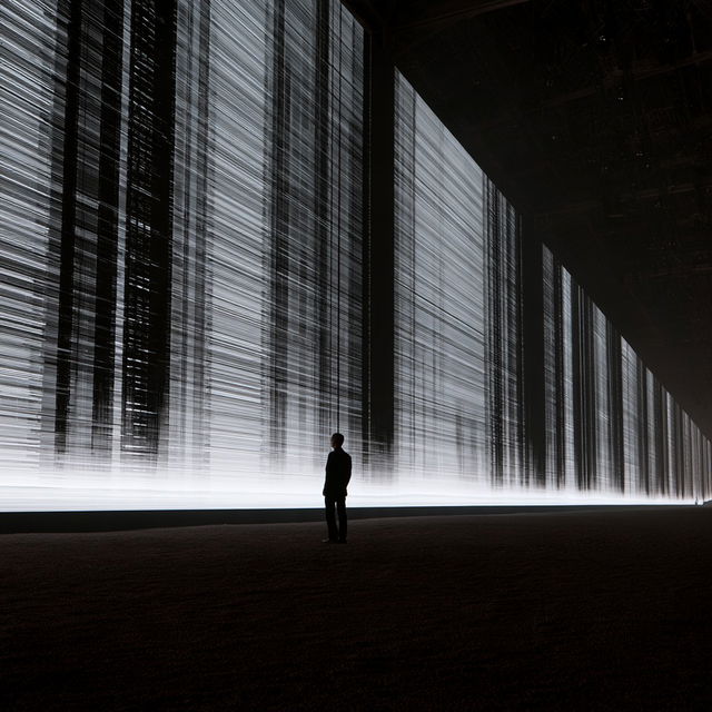 Ryoji Ikeda style, Midjourney V8.2, render 1 of 4