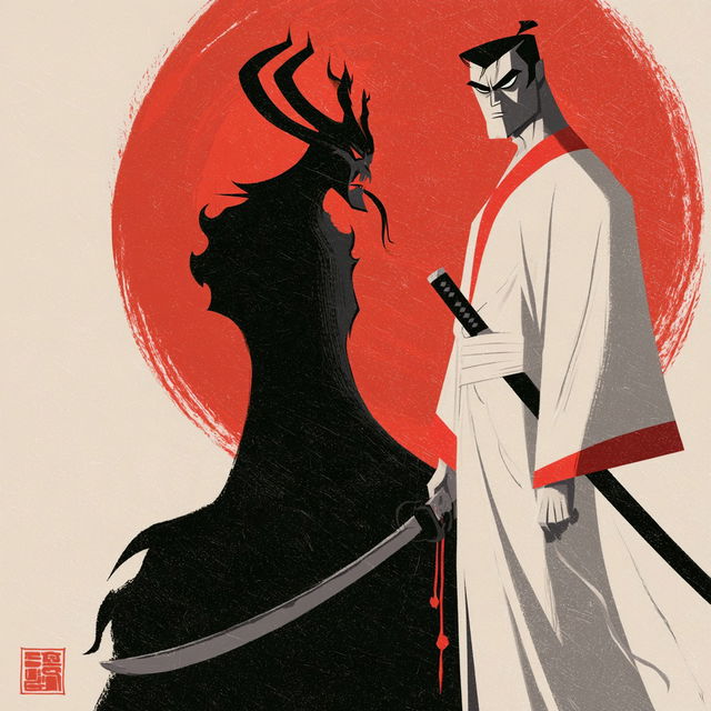 Samurai Jack style, Midjourney V8.2, render 2 of 4