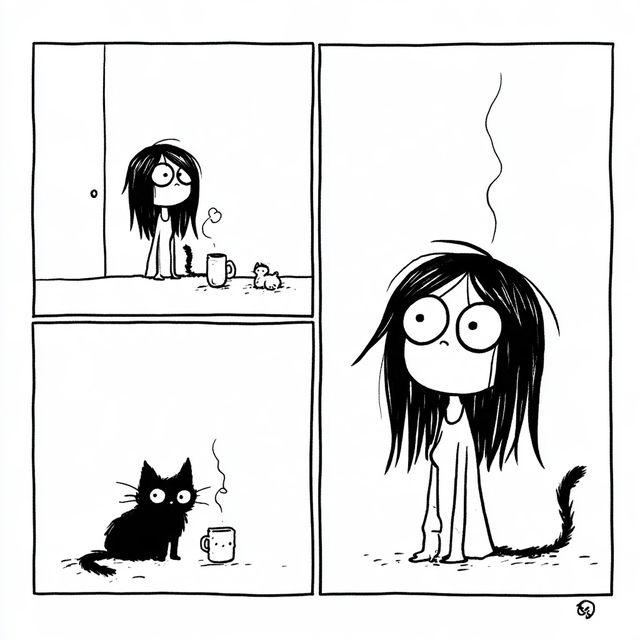 Sarah Andersen style, Midjourney V8.2, render 1 of 4