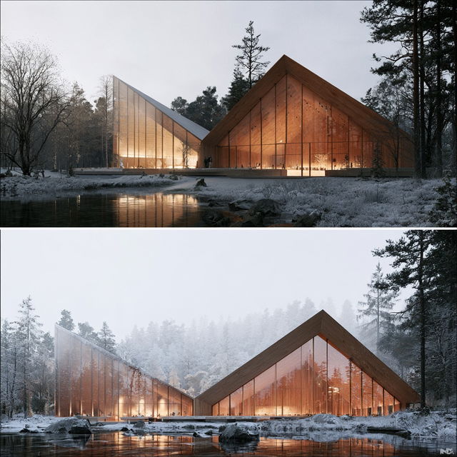 Scandinavian architecture style, Midjourney V8.2, render 2 of 4