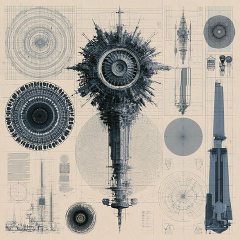 Schematics style (Techniques), Midjourney V8.2