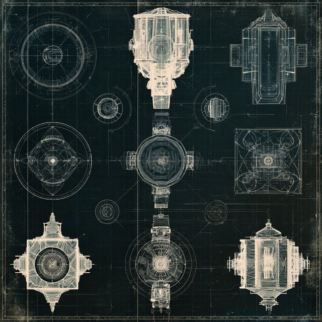 Schematics style, Midjourney V8.2, render 4 of 4