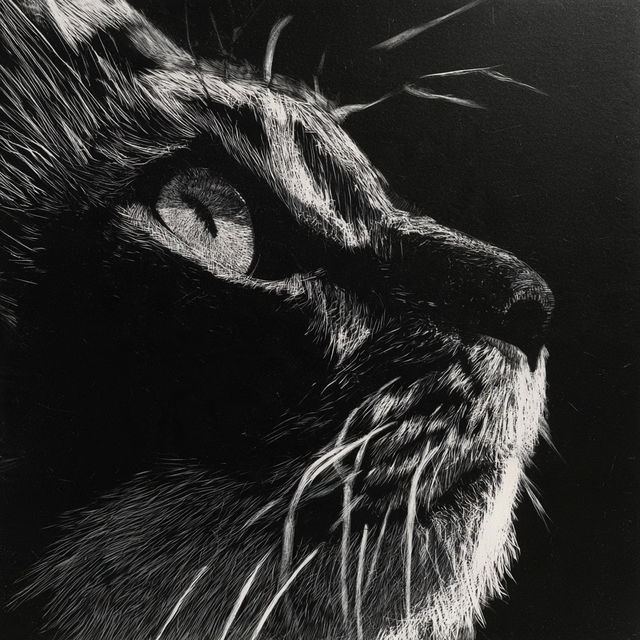 Scratchboard art style, Midjourney V8.2, render 2 of 4