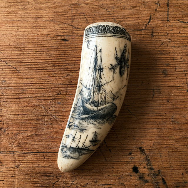 Scrimshaw style, Midjourney V8.2, render 1 of 4