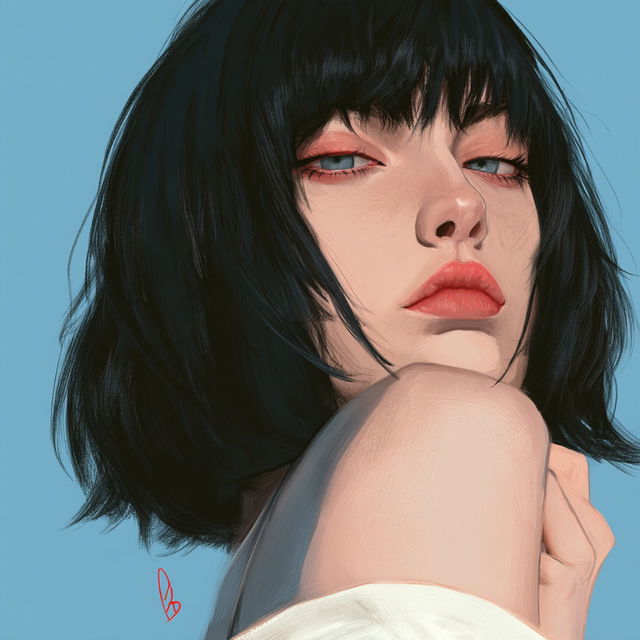 Semi-realistic anime style style, Midjourney V8.2, render 2 of 4