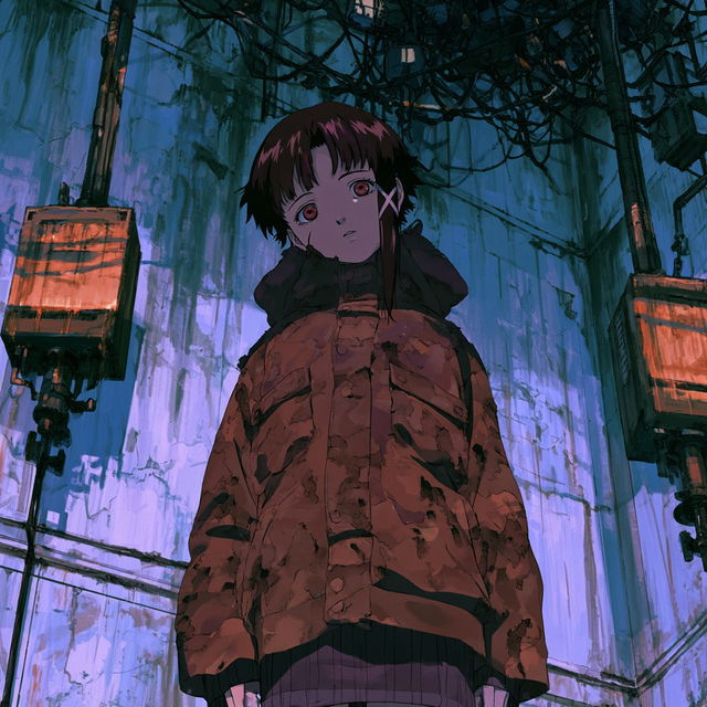Serial Experiments Lain style, Midjourney V8.2, render 4 of 4