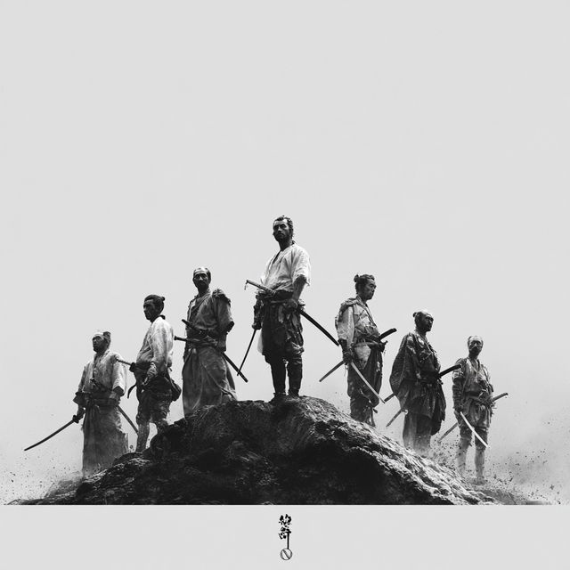 Seven Samurai style, Midjourney V8.2, render 2 of 4