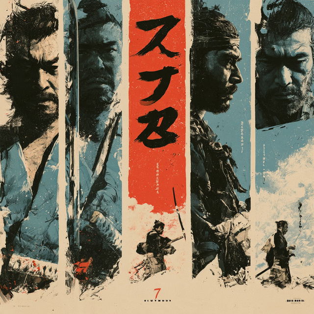Seven Samurai style, Midjourney V8.2, render 1 of 4