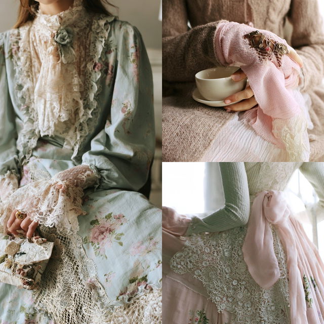 Shabby chic fashion style, Midjourney V8.2, render 4 of 4