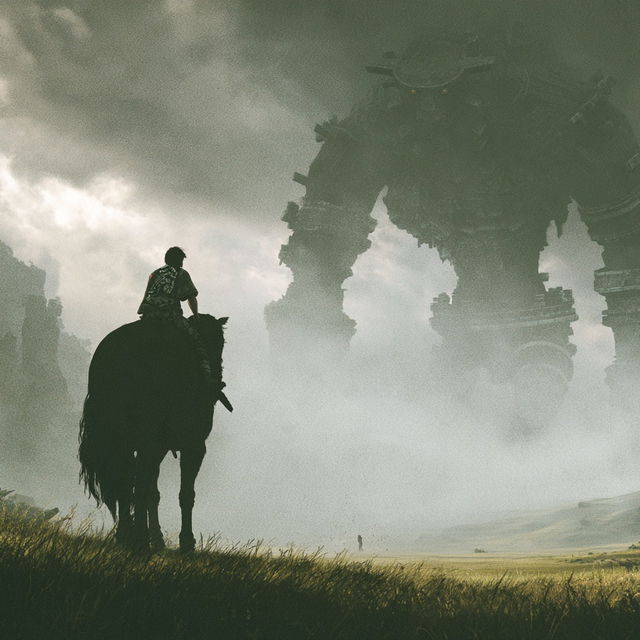 Shadow of the Colossus style, Midjourney V8.2, render 1 of 4