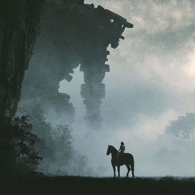 Shadow of the Colossus style, Midjourney V8.2, render 3 of 4