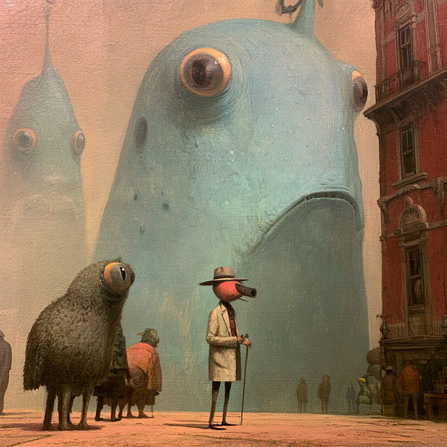Shaun Tan style, Midjourney V8.2, render 1 of 4