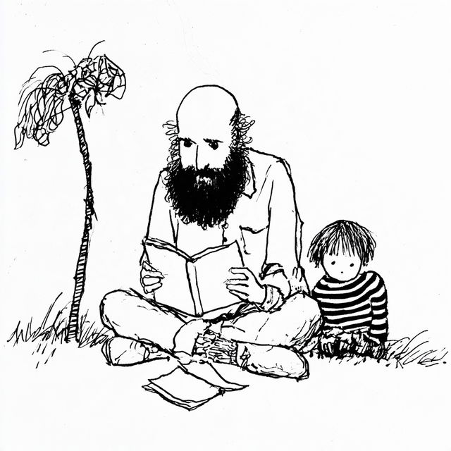 Shel Silverstein style, Midjourney V8.2, render 3 of 4