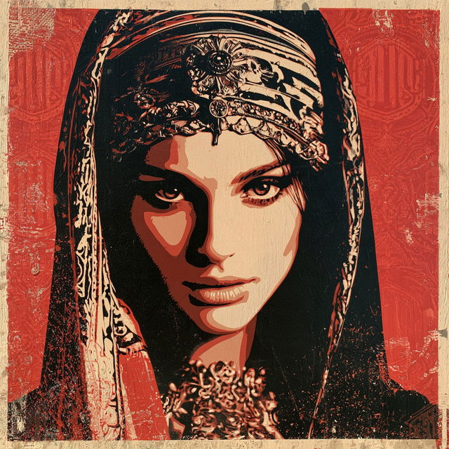 Shepard Fairey style, Midjourney V8.2, render 2 of 4