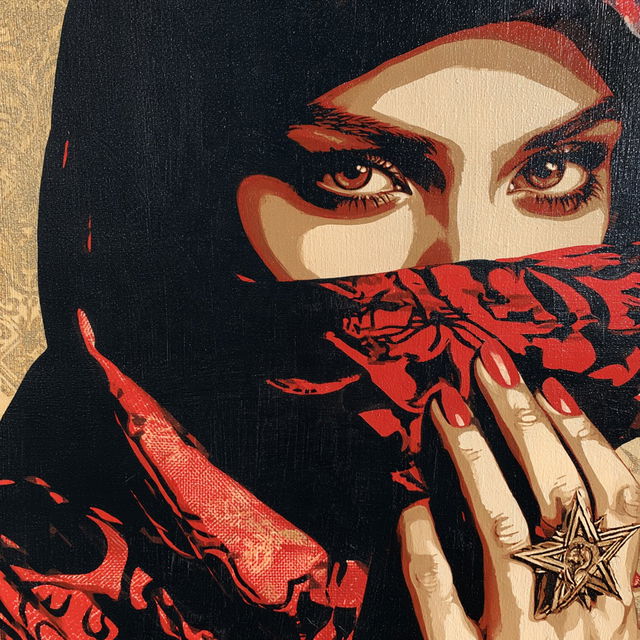 Shepard Fairey style, Midjourney V8.2, render 4 of 4