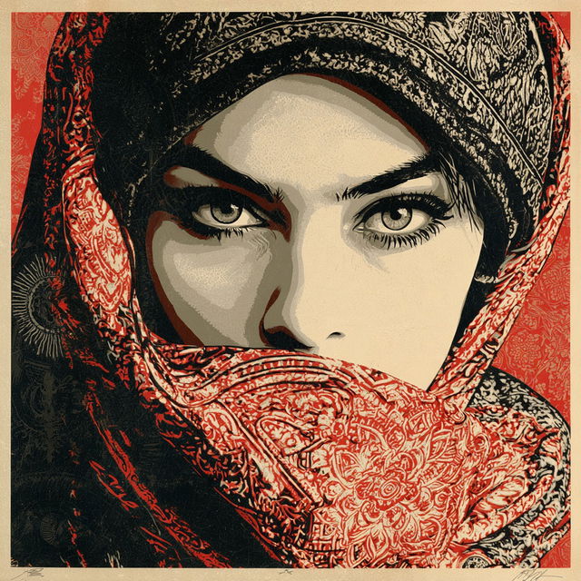 Shepard Fairey style, Midjourney V8.2, render 3 of 4