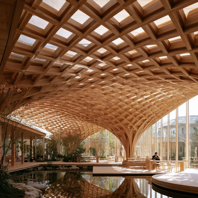 Shigeru Ban style, Midjourney V8.2, render 4 of 4