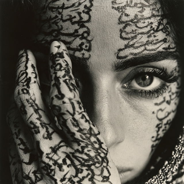 Shirin Neshat style, Midjourney V8.2, render 2 of 4